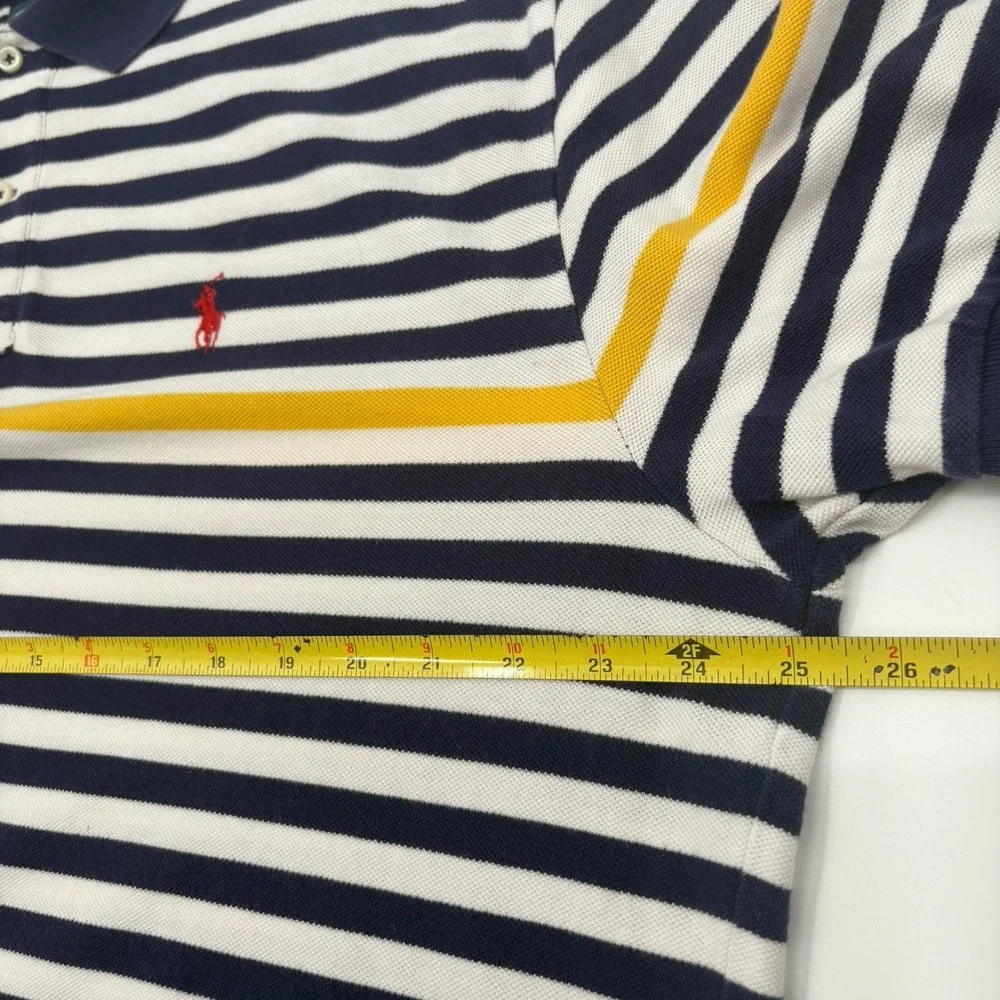 Polo Ralph Lauren Men's Size XL Polo Shirt Striped Blue Yellow Pony Vintage